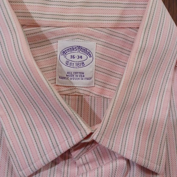 Brooks Brothers Pink Striped Shirt 16 - 34 - Picture 1 of 4